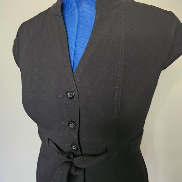 Calvin Klein Black Belted Button Front Fitted Shirt Dress Size 8 - Picture 2 of 9